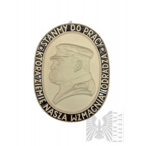 Placca in ceramica del Maresciallo Piłsudski della Polonia comunista