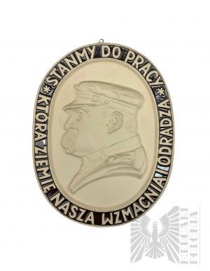 Komunistické Poľsko Maršal Piłsudski Keramická plaketa