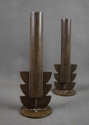Paar Art-Déco-Vasen, Krakau, 1930er Jahre. Metallarbeiten, Messing