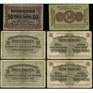 Pologne, ensemble : 50 kopecks et 2 x 3 roubles, 17.04.1916, Poznań