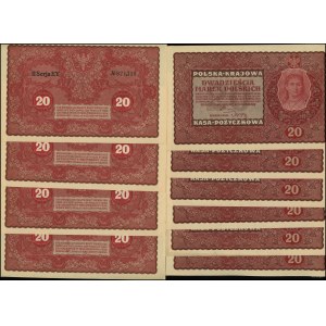 Polska, zestaw: 10 x 20 marek polskich, 23.08.1919