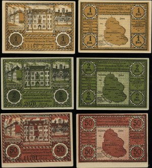 billets de remplacement, set : 50 fenigs, 1 mark, 2 marks, valable jusqu'au 30.06.1921