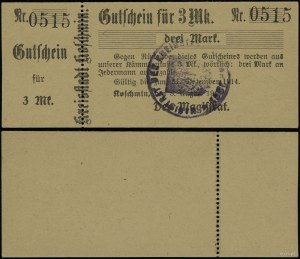 Grande Pologne, bon de 3 marks, valable du 8.09.1914 au 31.12.1914