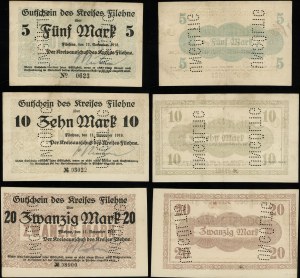 Greater Poland, set of 3 vouchers: 5, 10 and 20 marks, 11.11.1918