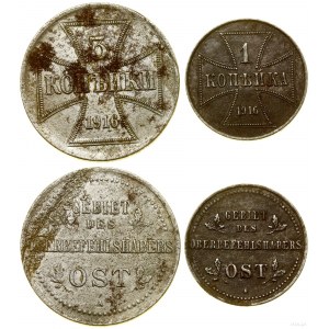 Polska, lot 2 monet: 1 kopiejka i 3 kopiejki, 1916 A, Berlin