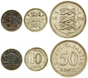 Estonia, set of 3 coins, 1929-1936, Tallinn