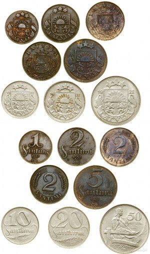 Lettonie, série de 8 pièces, 1922-1939