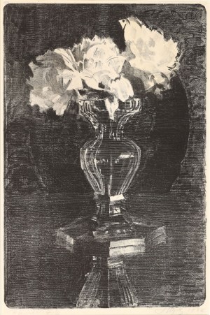 Leon Wyczółkowski (1852-1936), Pivoňky v křišťálové váze , 1922