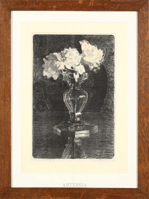 Leon Wyczółkowski (1852 - 1936), Peonie w kryształowym wazonie , 1922