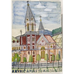 Nikifor Krynicki (1895-1968), View of the church in Krynica