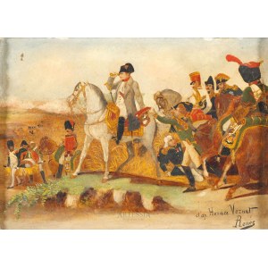 Artysta nierozpoznany, XIX w., Napoleon pod Wagram, wg H.Verneta