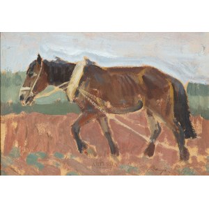 Marian Puffke (1888-1925), Koń na roli, 1914