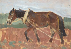 Marian Puffke (1888-1925), Pferd auf einem Bauernhof, 1914