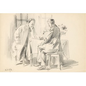 Stanislaw Sawiczewski (1866-1943), Painters playing chess, 1916
