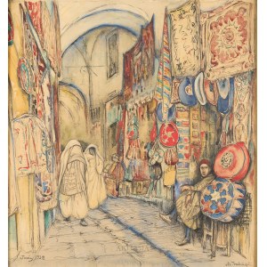 Marian Trzebiński (1871-1942), Wejście do bazaru arabskiego w Tunisie, 1928