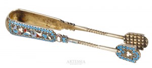 Factory unrecognized, Moscow (19th/20th century), Sugar tongs with enamel, 1896-1908