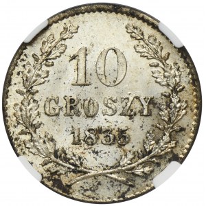 Free City of Krakau, 10 groszy 1835 - NGC MS62