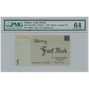 5 Mark 1940 - orange serial number - PMG 64 - cardboard paper