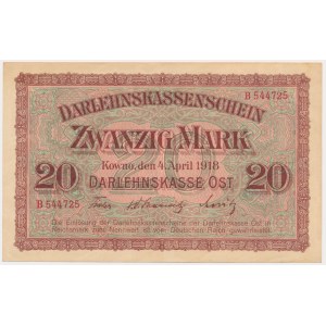 Kowno, 20 Mark 1918 - B - RARE IN THIS CONDITION