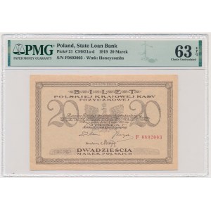 20 marek 1919 - F - PMG 63 EPQ - PIĘKNY