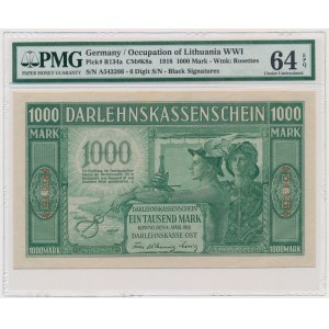 Kowno, 1.000 Mark 1918 - A - 6 digit series - PMG 64 EPQ