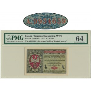 1/2 marki 1916 - Jenerał - A - PMG 64 - wysoki numer