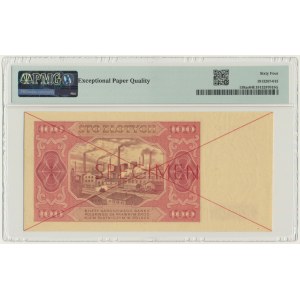 100 złotych 1948 - SPECIMEN - AG 1234567/8900000 - PMG 64 EPQ