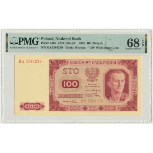 100 złotych 1948 - KA - PMG 68 EPQ - seria z rzeczywistego obiegu