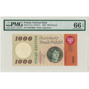 1.000 zlotys polonais 1965 - D - PMG 66 EPQ - série rare provenant de la circulation réelle