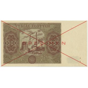 1.000 złotych 1947 - SPECIMEN - A 1234567 -