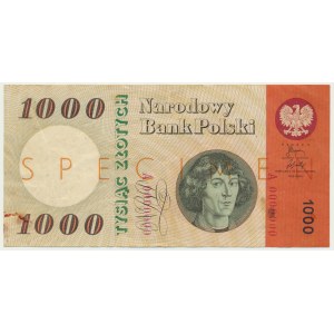 1.000 złotych 1965 - SPECIMEN - A 0000000 - nadruk pomarańczowy -