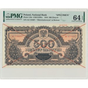 500 złotych 1944 ...owym - WZÓR - AC - PMG 64 EPQ