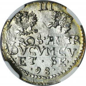 Duchy of Courland, Wilhelm Kettler, 3 Groschen Mitau 1598 - NGC MS64 - RARE