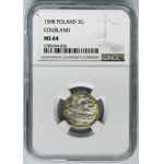 Duchy of Courland, Wilhelm Kettler, 3 Groschen Mitau 1598 - NGC MS64 - RARE