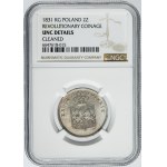 November Uprising, 2 zlote Warsaw 1831 KG - NGC UNC DETAILS