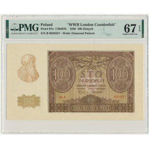 100 zloty 1940 - ZWZ - B - PMG 67 EPQ
