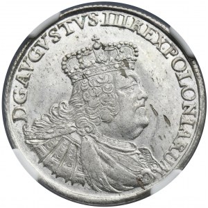 Augustus III of Poland, 1/4 Thaler Leipzig 1756 EC - NGC MS61 - small bust
