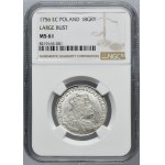 Augustus III of Poland, 1/4 Thaler Leipzig 1756 EC - NGC MS61 - small bust