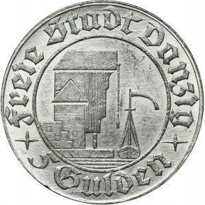 Free City of Danzig, 5 gulden 1932 Harbor - RARE
