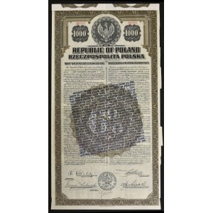 6% Pożyczka Dolarowa 1920, skonwertowana na 4,5%, obligacja 1.000 dolarów