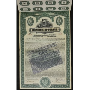 8% pożyczka dolarowa amortyzacyjna 1925, skonwertowana na 4,5%, obligacja 1.050 dolarów