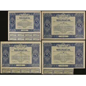 4% Premiowa Pożyczka Dolarowa 1931, seria III, obligacja 5 dolarów - zestaw 4 szt.