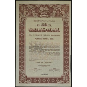 3% Premiowa Pożyczka Budowlana 1930, Seria I, obligacja 50 zł