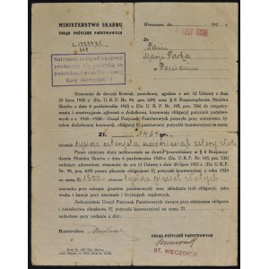 5% Państwowa Pożyczka Konwersyjna - pismo Ministerstwa Skarbu z 1929 r.