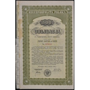 3% State Land Pension 1936 series II, bond of 500 zlotys