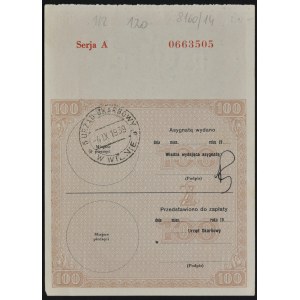 Asygnata na 100 złotych 1939, Seria A