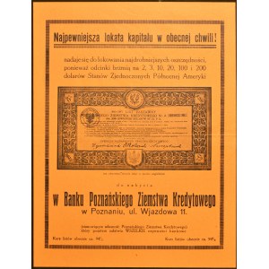 Bank of Poznański Ziemstwa Kredytowe - advertisement of mortgage bonds