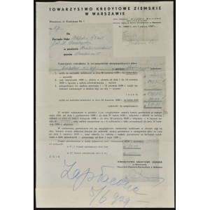 Towarzystwo Kredytowe Ziemskie in Warsaw - document on mortgage bonds