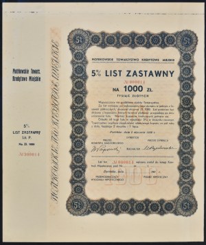 TKM Piotrków, 5% pledge letter, PLN 1,000, 1938