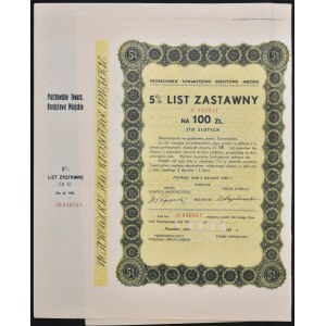 TKM Piotrków, 5% list zastawny, 100 zł, 1938